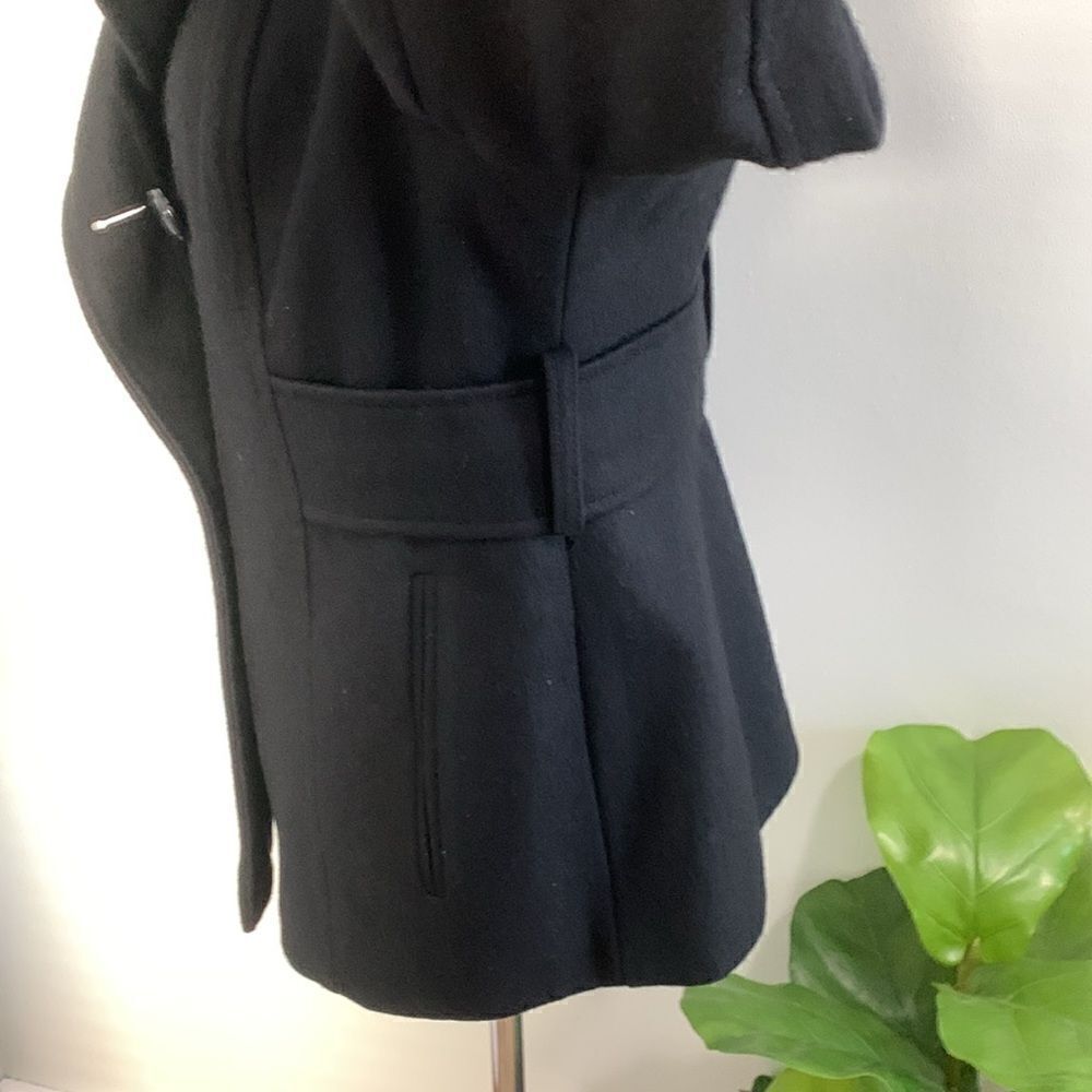 MODA International Black Wool Blend Pea Coat Size Medium Petite - Picture 9 of 16